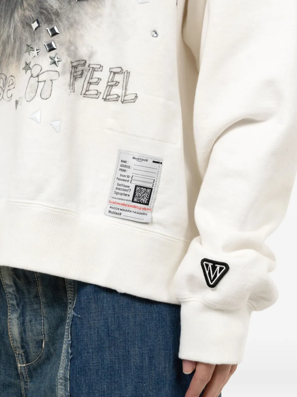 Maison MIHARA YASUHIRO Sweater verfraaid met kattenprint Wit