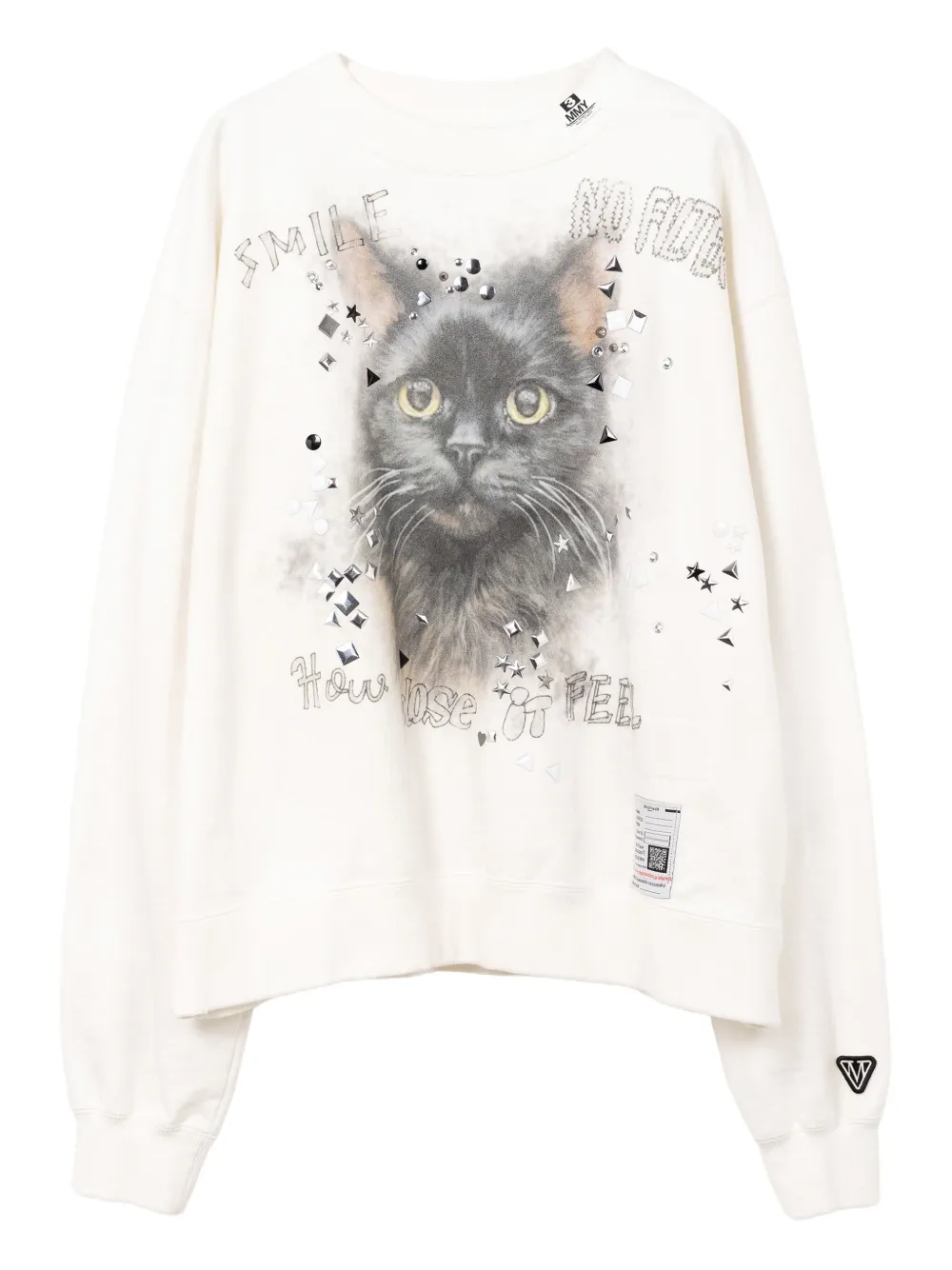 Maison MIHARA YASUHIRO Sweater verfraaid met kattenprint Wit