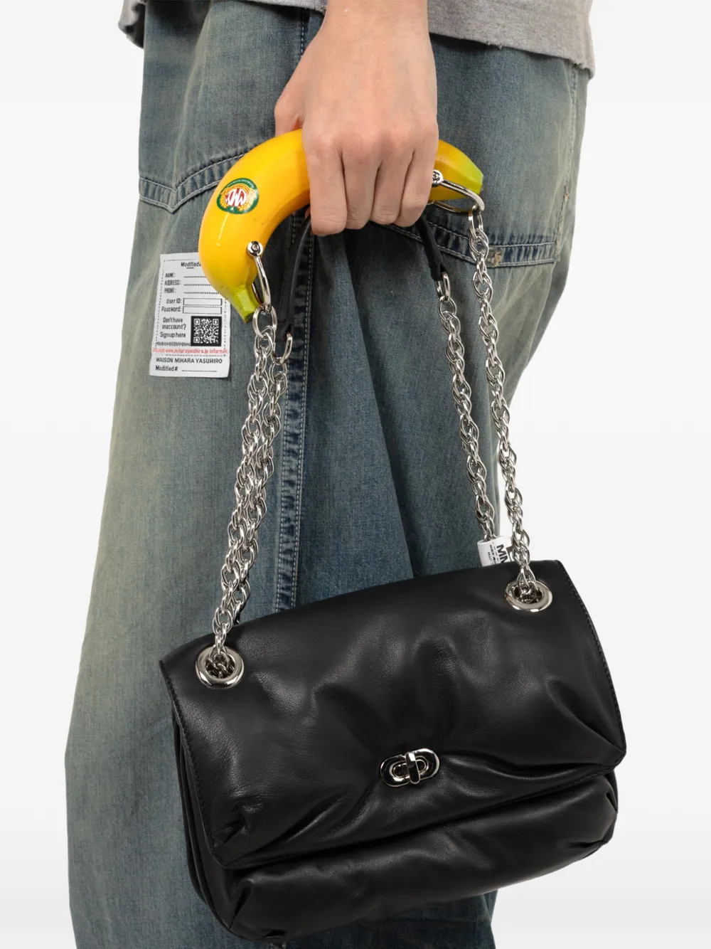 Maison MIHARA YASUHIRO banana-handle padded leather shoulder bag - Nero