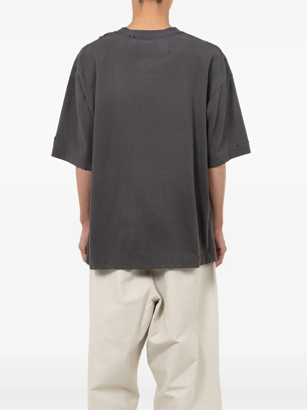 Maison MIHARA YASUHIRO Gerafeld T-shirt met kattenprint Zwart