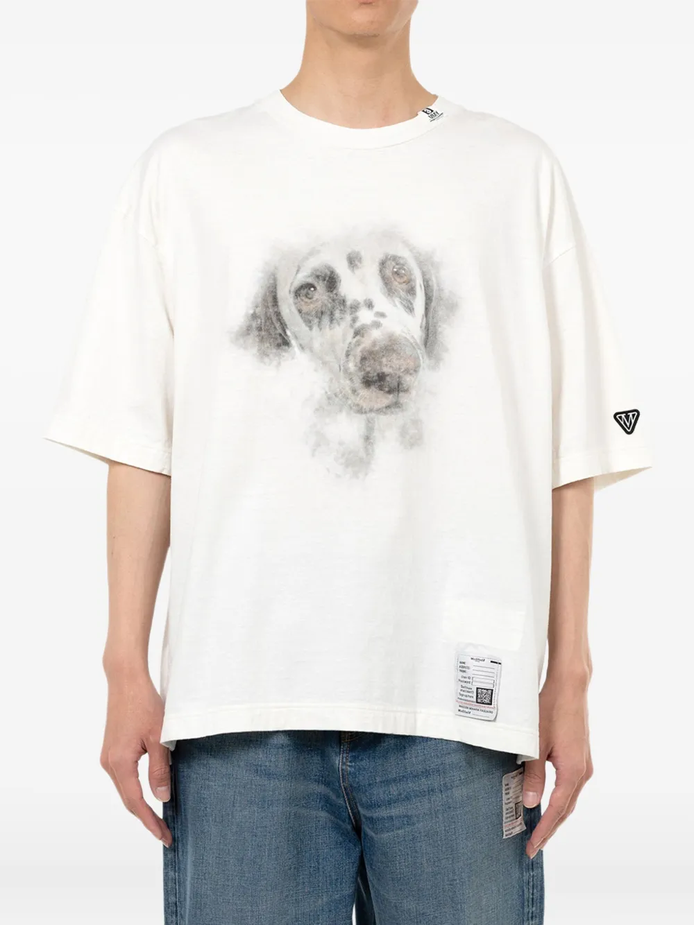 Maison MIHARA YASUHIRO T-shirt met hondenprint en tekst Wit