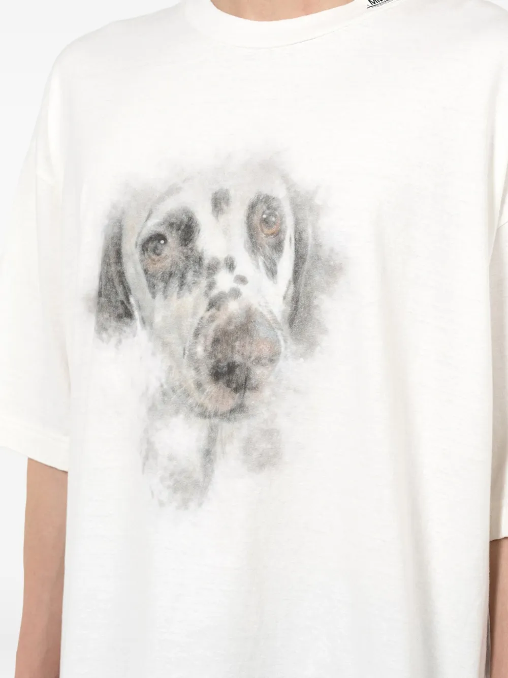 Maison MIHARA YASUHIRO T-shirt met hondenprint en tekst Wit
