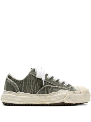 m*迎様 【MIHARAYASUHIRO】 Distressed Spangle Maison MIHARA YASUHIRO Hank Sneakers | Green | FARFETCH