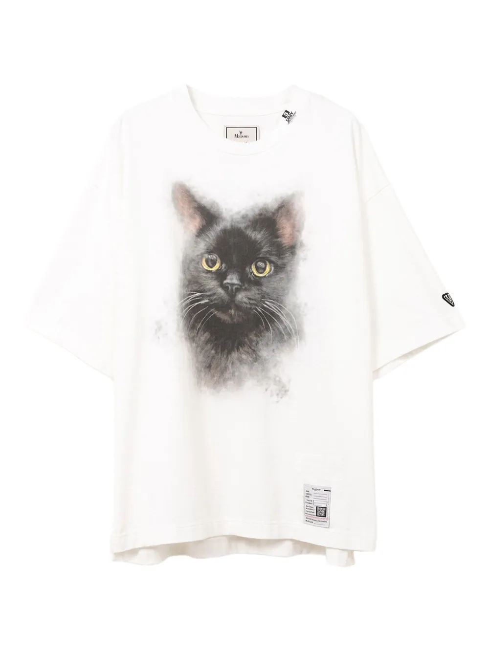 Maison MIHARA YASUHIRO T-shirt met tekst en kattenprint Wit