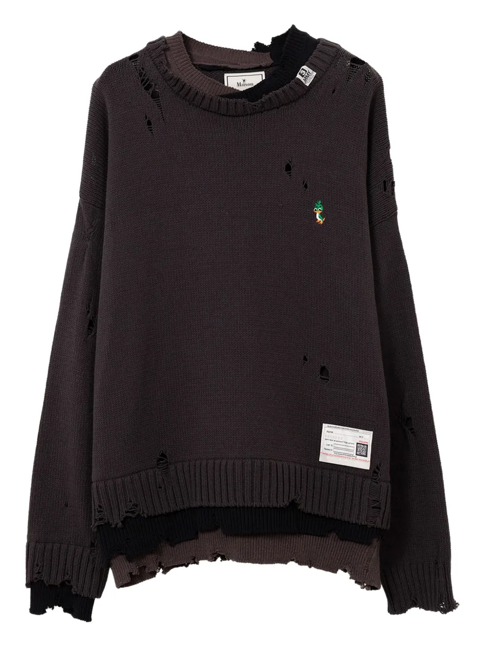 Miharayasuhiro Distressed Layered Sweater In Brown