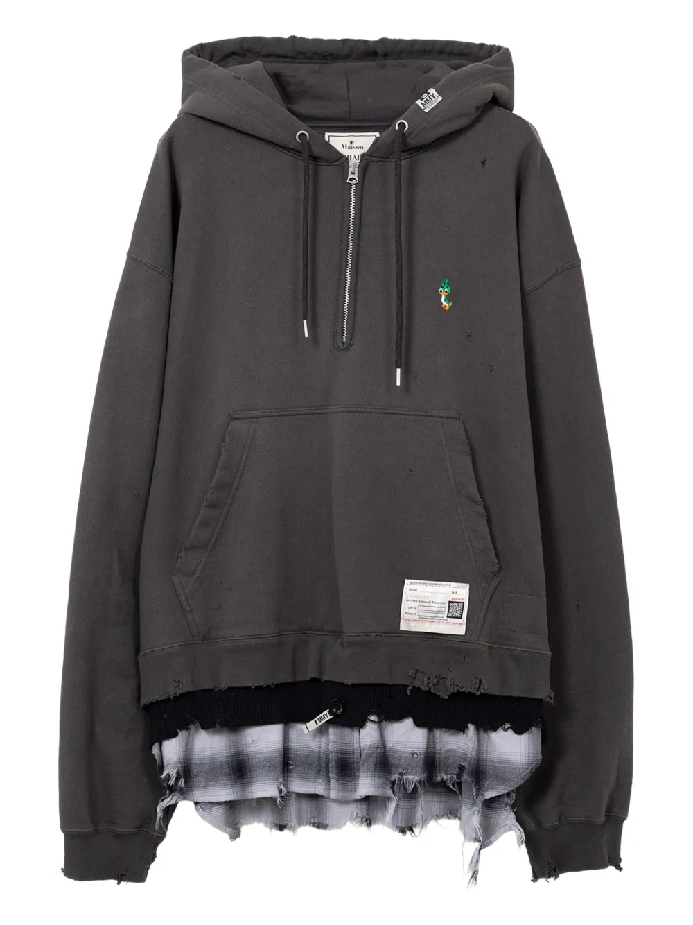 Miharayasuhiro Layered Distressed Hoodie In Black