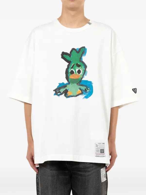 【MIHARA YASUHIRO】Duck Embroidery Short Sleeve T-shirt Maison MIHARA YASUHIRO Duck-print Cotton T-shirt | Black