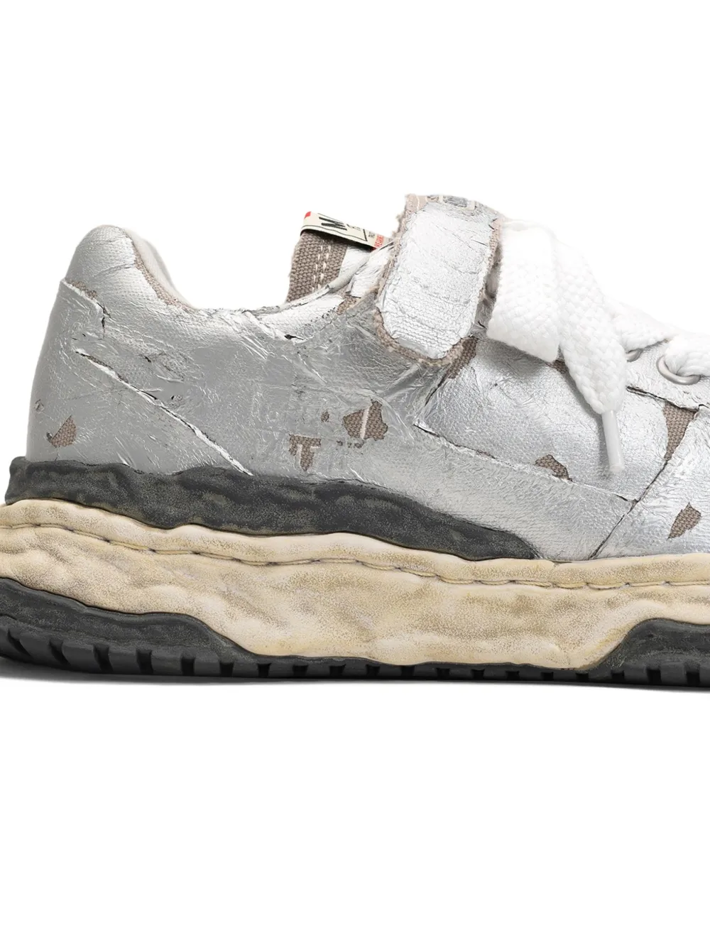 Maison MIHARA YASUHIRO Keith torn-film lace-up sneakers Silver