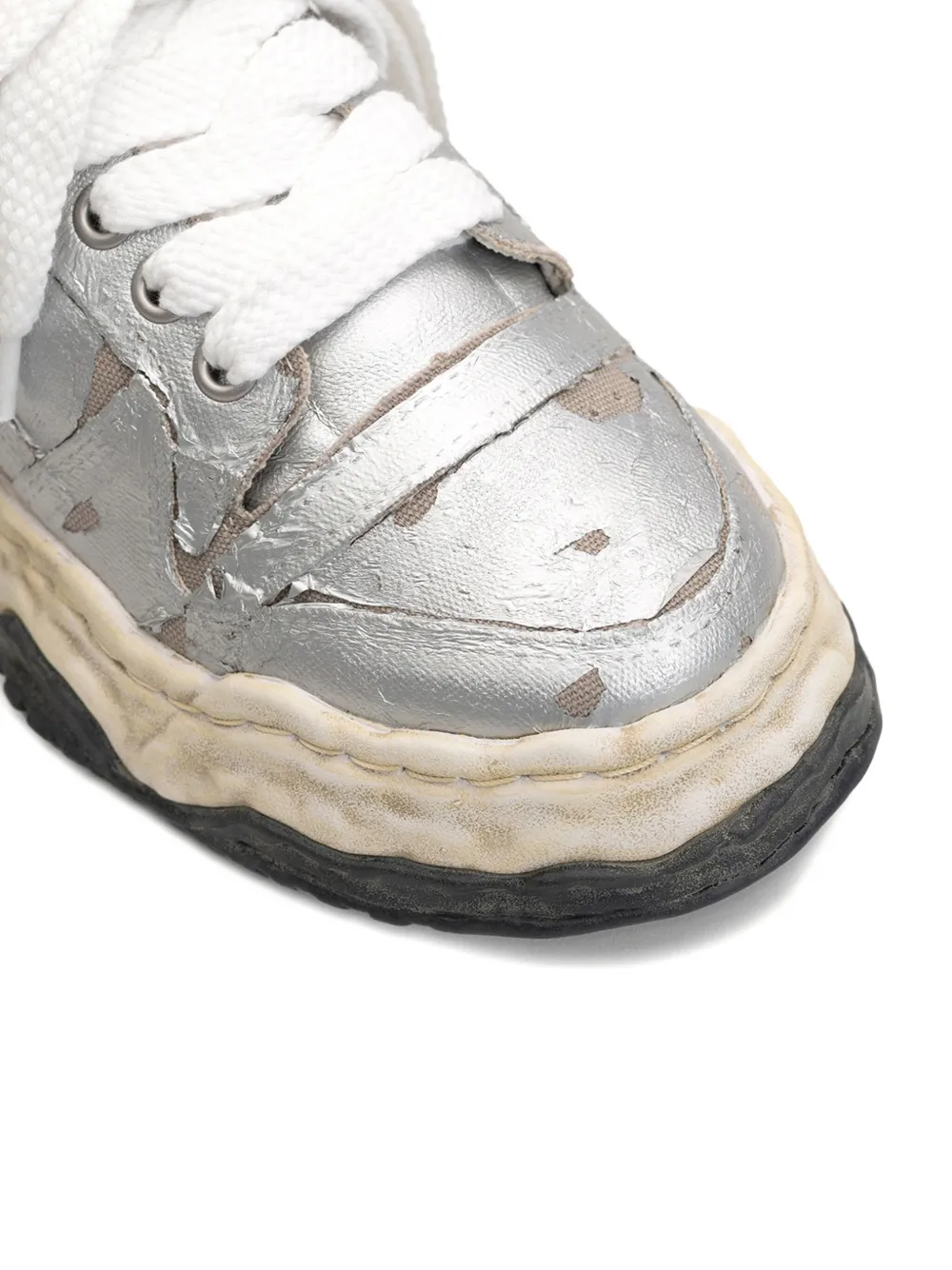 Maison MIHARA YASUHIRO Keith torn-film lace-up sneakers Silver