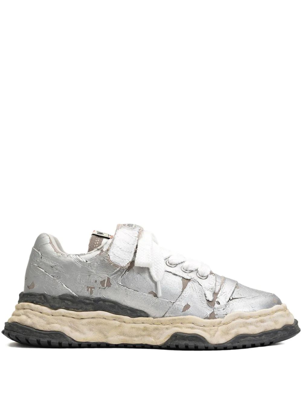 Maison MIHARA YASUHIRO Keith torn-film lace-up sneakers Silver