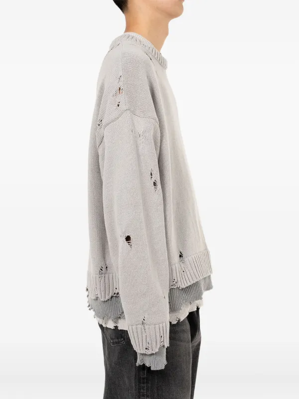 トップス MIHARA YASUHIRO Distressed Knit Sweater Mihara Yasuhiro Distressed Knit Pullover - White | Garmentory