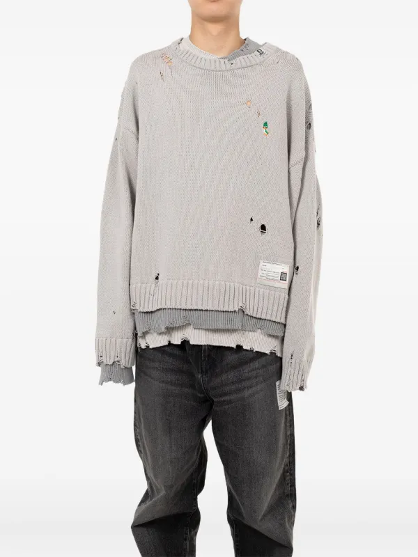 Maison MIHARA YASUHIRO Layered Distressed Sweater | Grey | FARFETCH