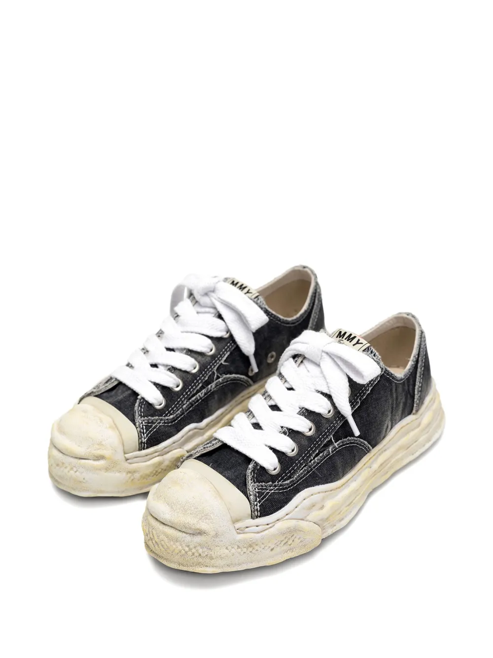 Maison MIHARA YASUHIRO Hank bleach-denim low-top sneakers Black