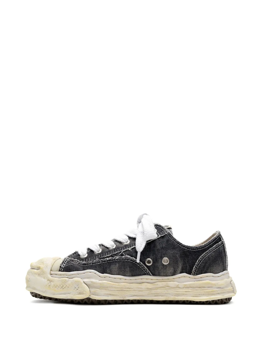 Maison MIHARA YASUHIRO Hank bleach-denim low-top sneakers Black