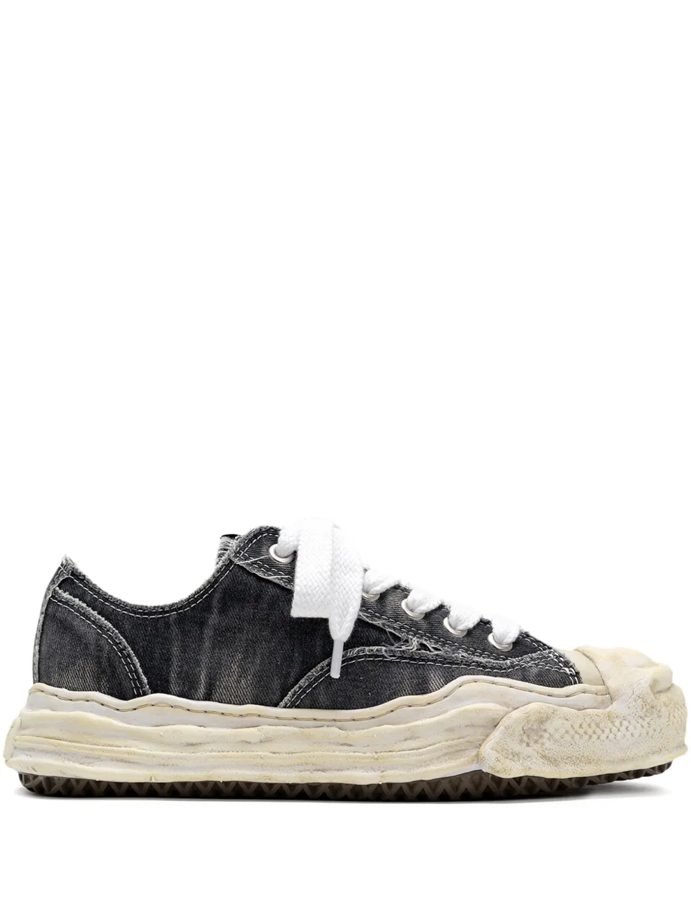 Maison MIHARA YASUHIRO Hank bleach-denim low-top sneakers Black