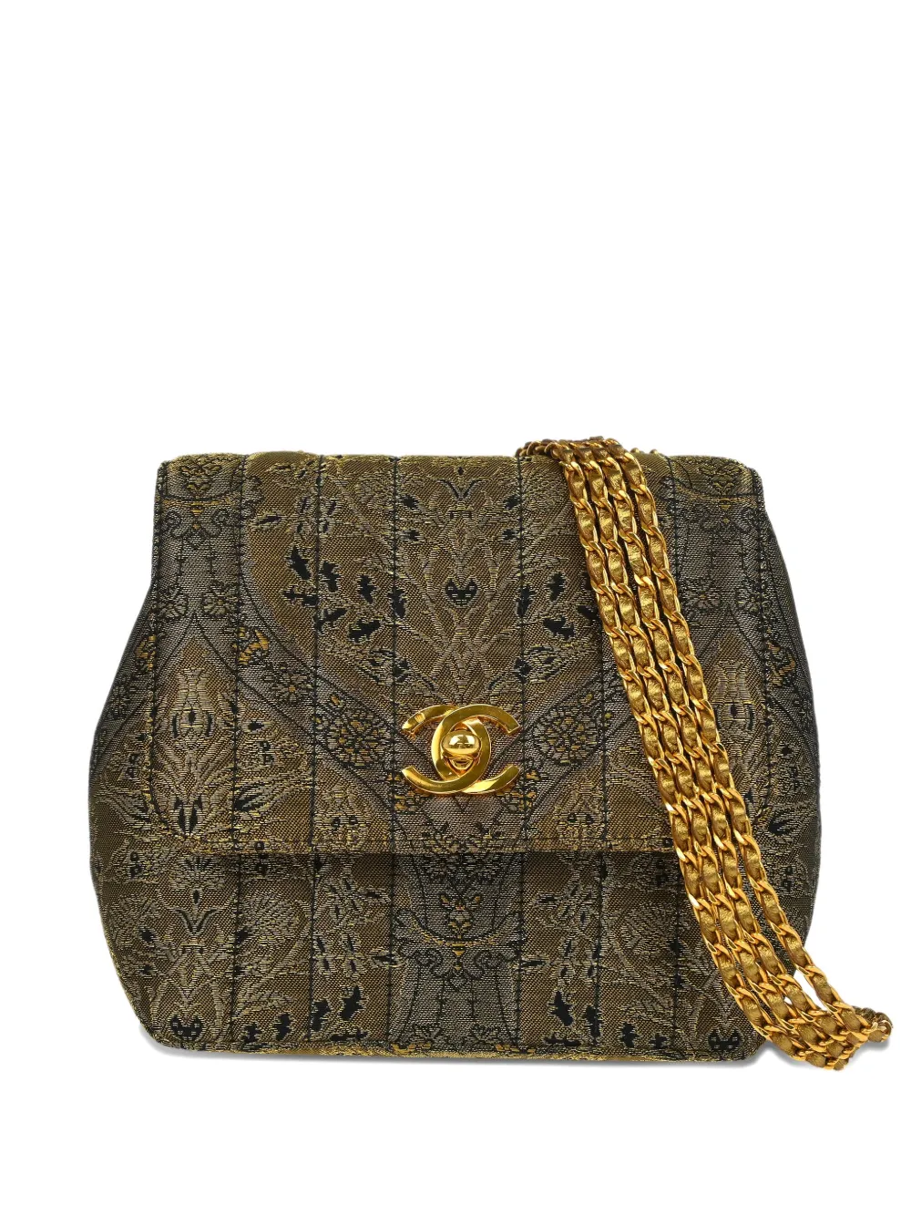 CHANEL Pre-Owned 1995 パターンジャカード ミニバッグ - グリーン CHANEL Pre-Owned 1995 パターンジャカード ミニバッグ - グリーン