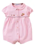 familiar Peter Pan-collar embroidered romper - Pink