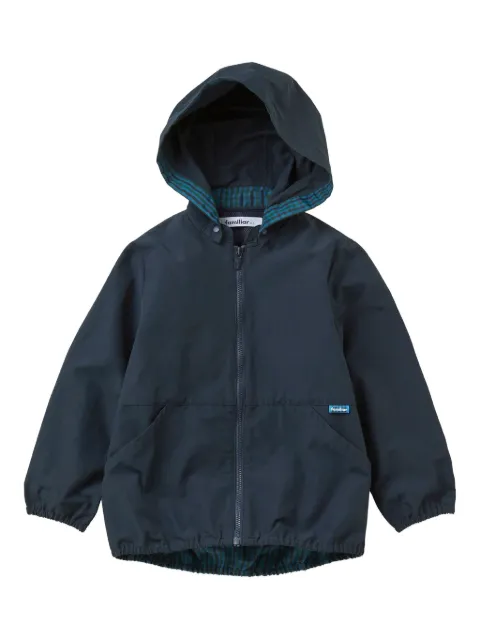 familiar checked-print hooded jacket