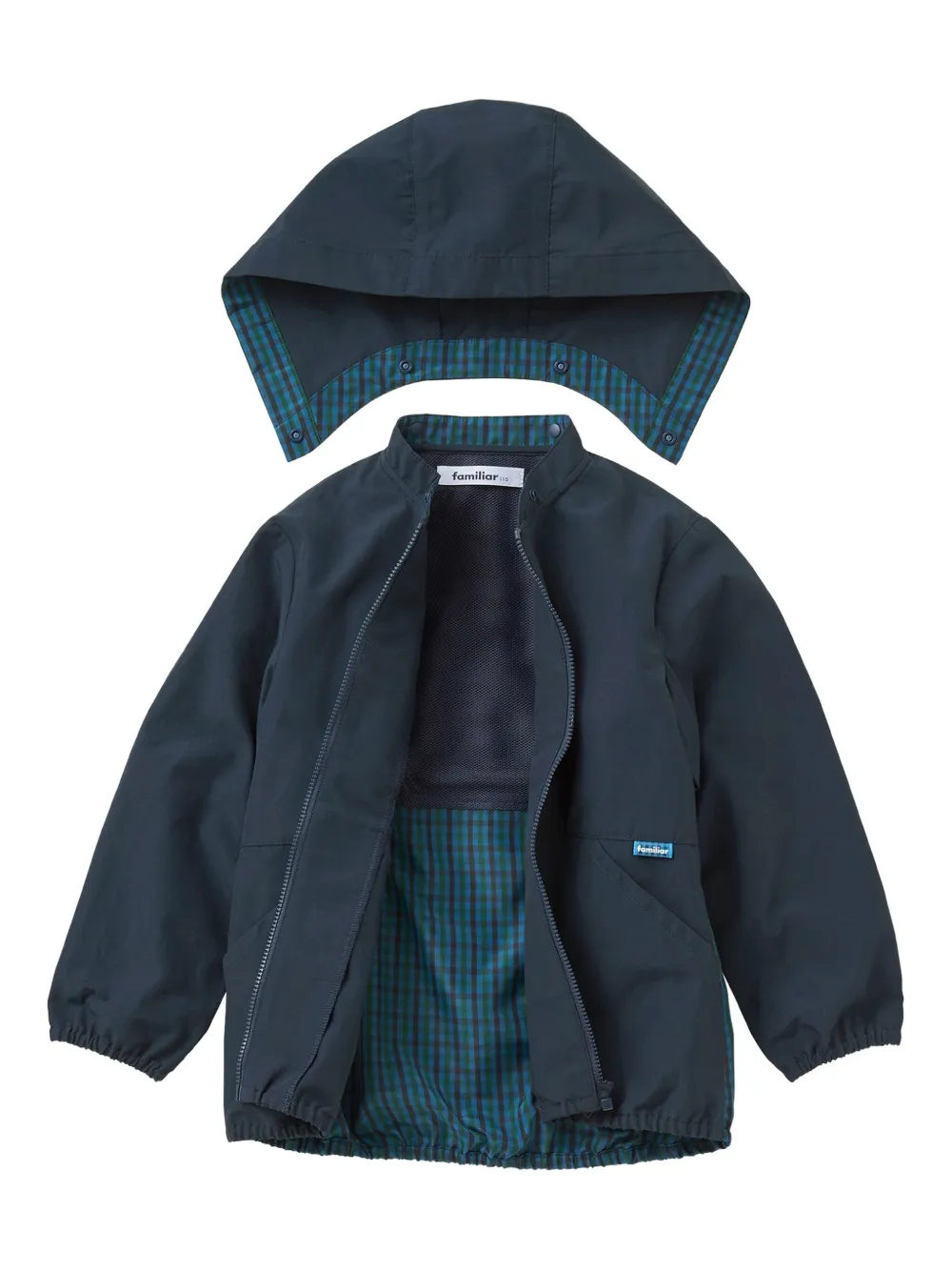 familiar Geruit jack met capuchon Blauw