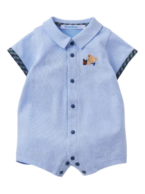 familiar bear-embroidered short-sleeved romper