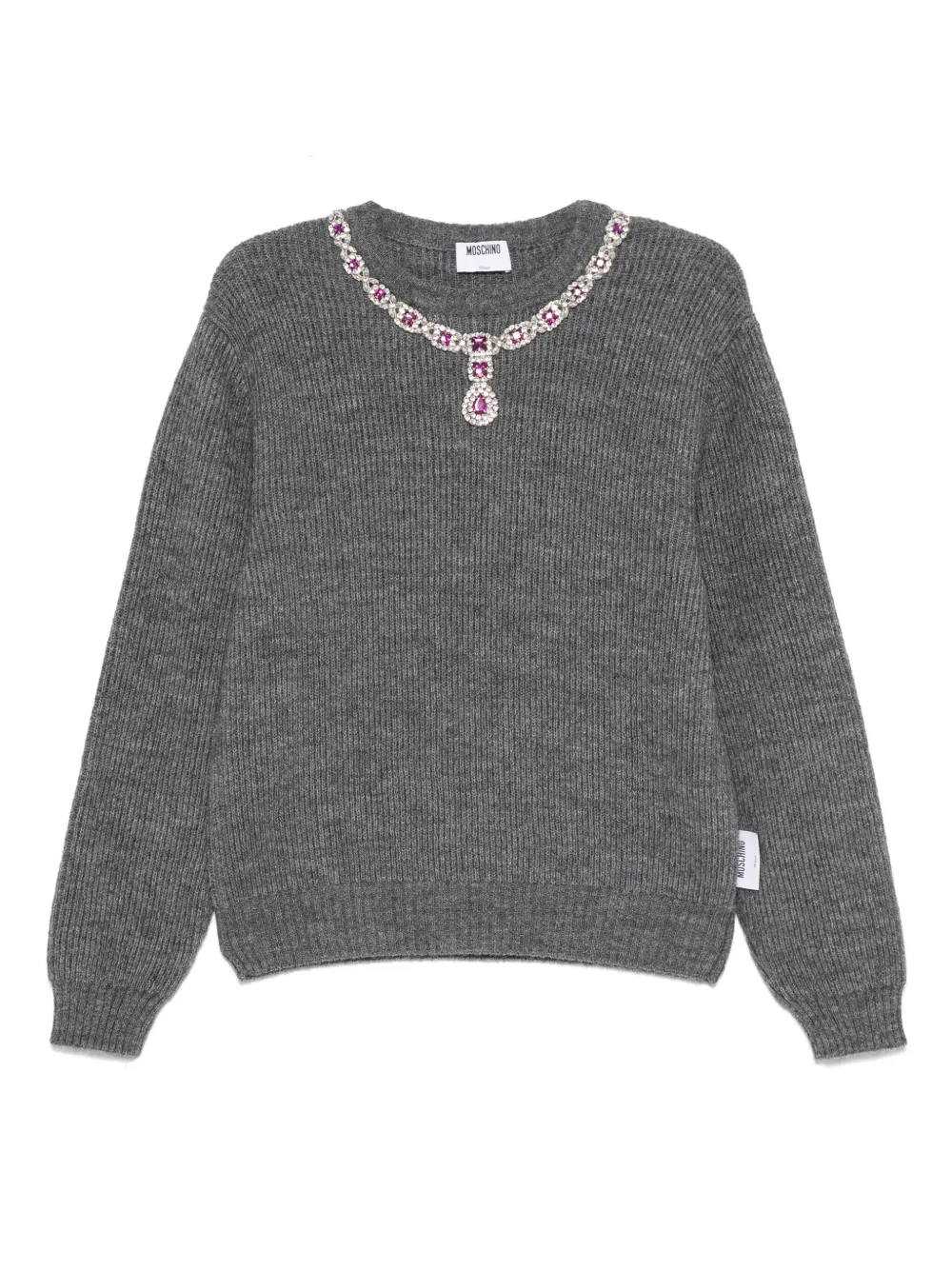 Moschino jewel-embellished ribbed sweater | Grey | Image 1