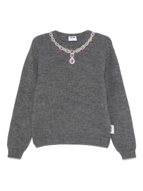 Moschino jewel-embellished ribbed sweater
