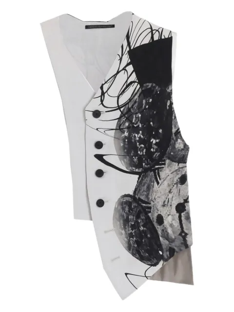 Yohji Yamamoto clock-print asymmetric waistcoat