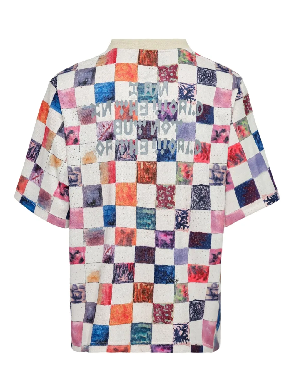 NAMESAKE Geruit T-shirt met patchwork - Beige