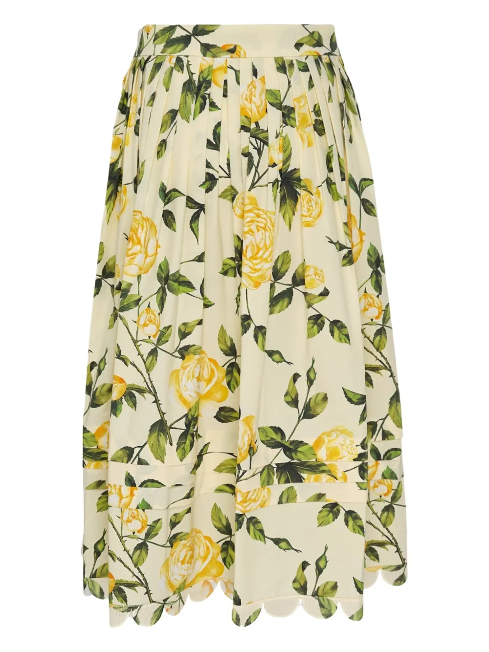 Oscar de la Renta Plooirok met bloemenprint - Beige