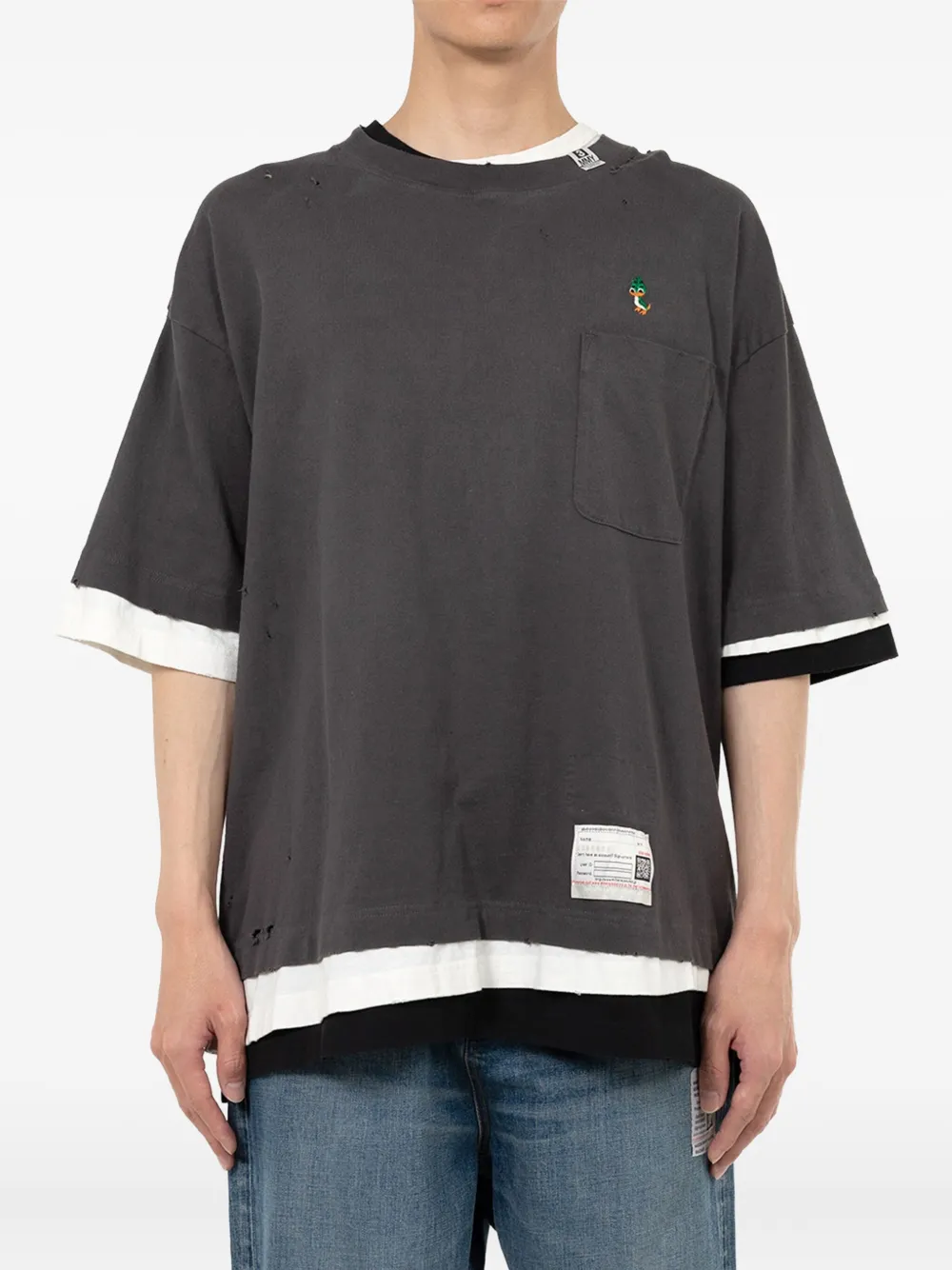 Maison MIHARA YASUHIRO Gelaagd T-shirt met zak - Grijs