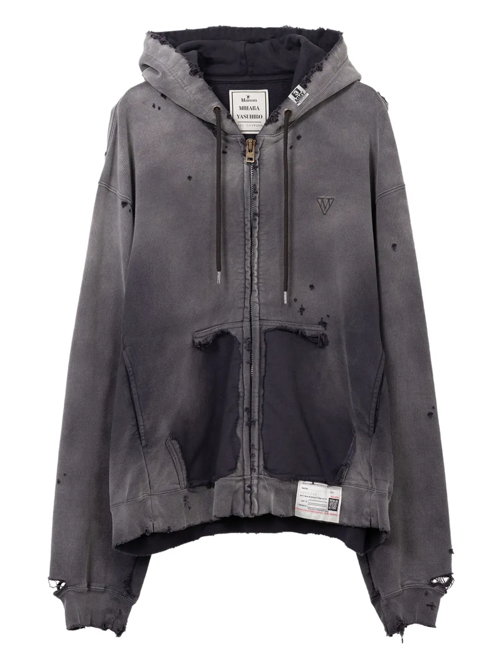 Maison MIHARA YASUHIRO sun faded zip-up hoodie | Black | Image 1