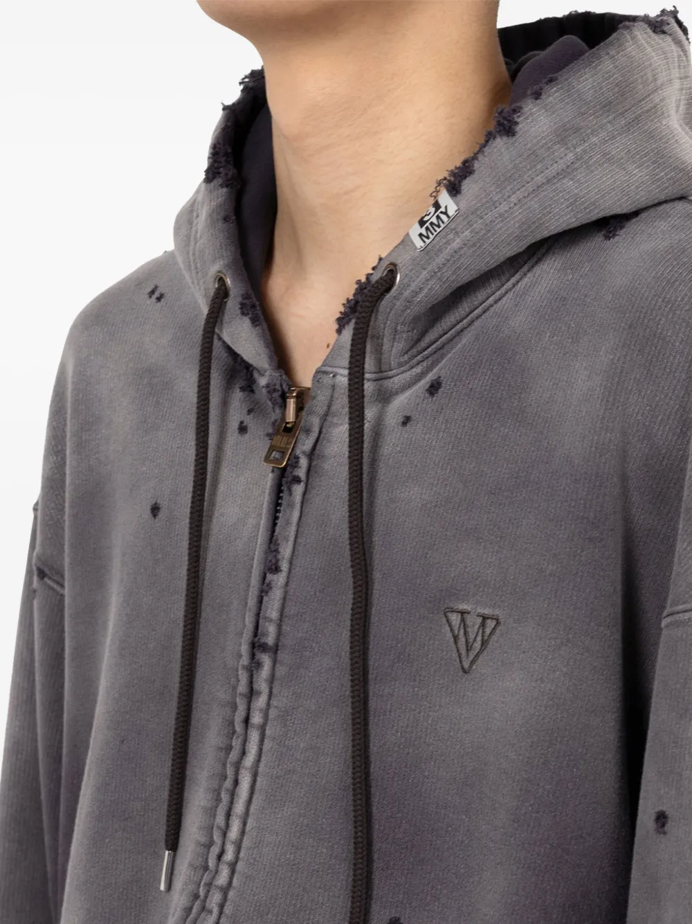Maison MIHARA YASUHIRO Hoodie met vervaagd effect en rits Zwart