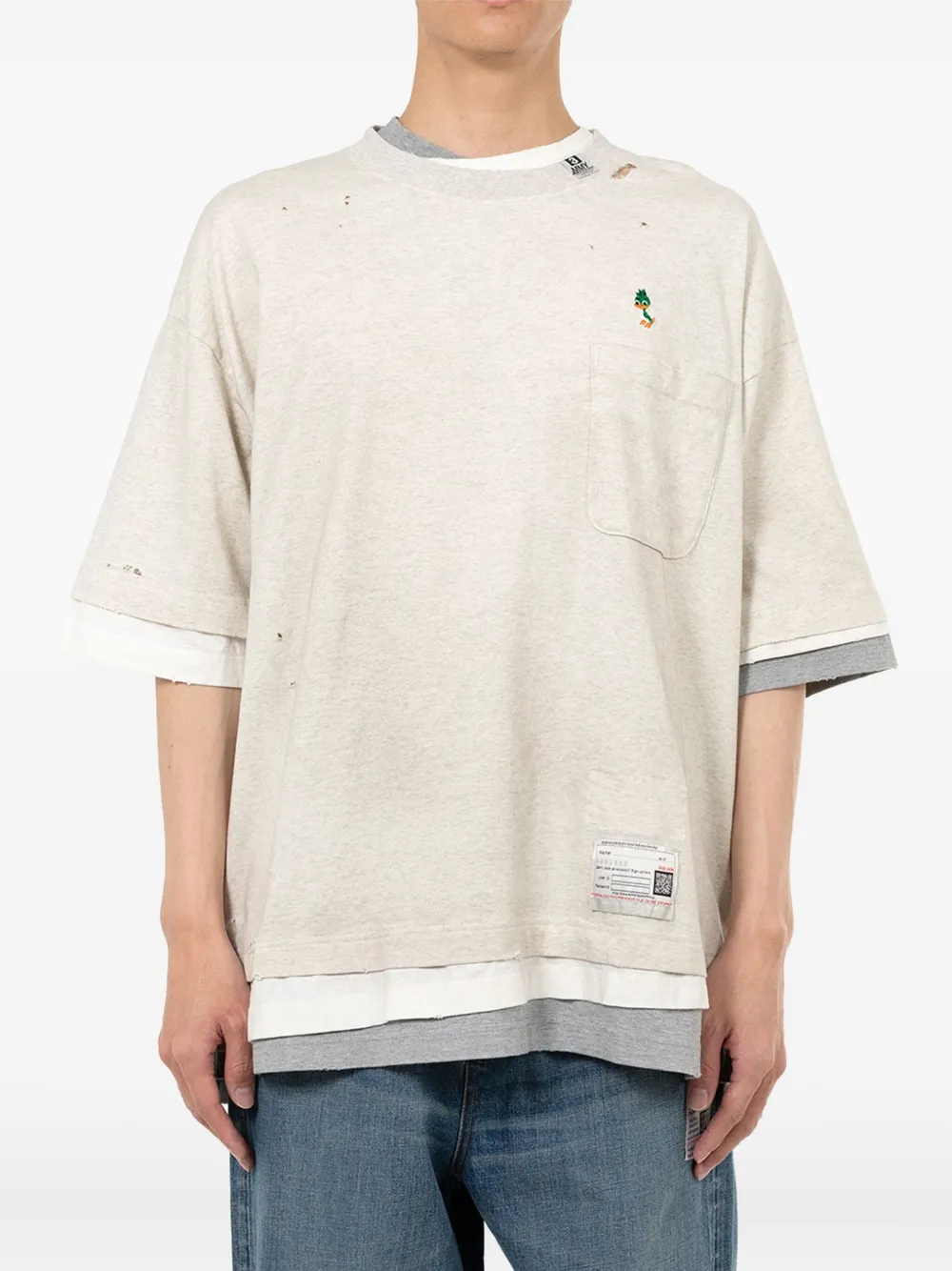 Maison MIHARA YASUHIRO Gelaagd T-shirt met zak - Beige