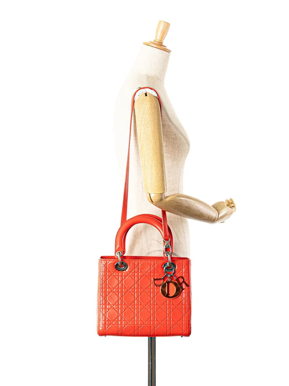 Pre-owned Dior 2013 Medium Ultra Matte Calfskin Cannage Embossed Lady Satchel