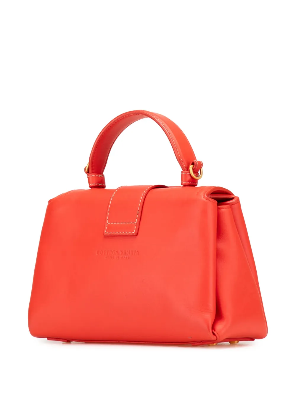 Pre-owned Bottega Veneta 2012-2025 Mini Nappa Piazza Top Handle Satchel In Red