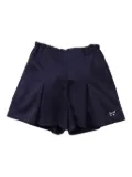 familiar pleated-details elasticated-waist shorts - Blue