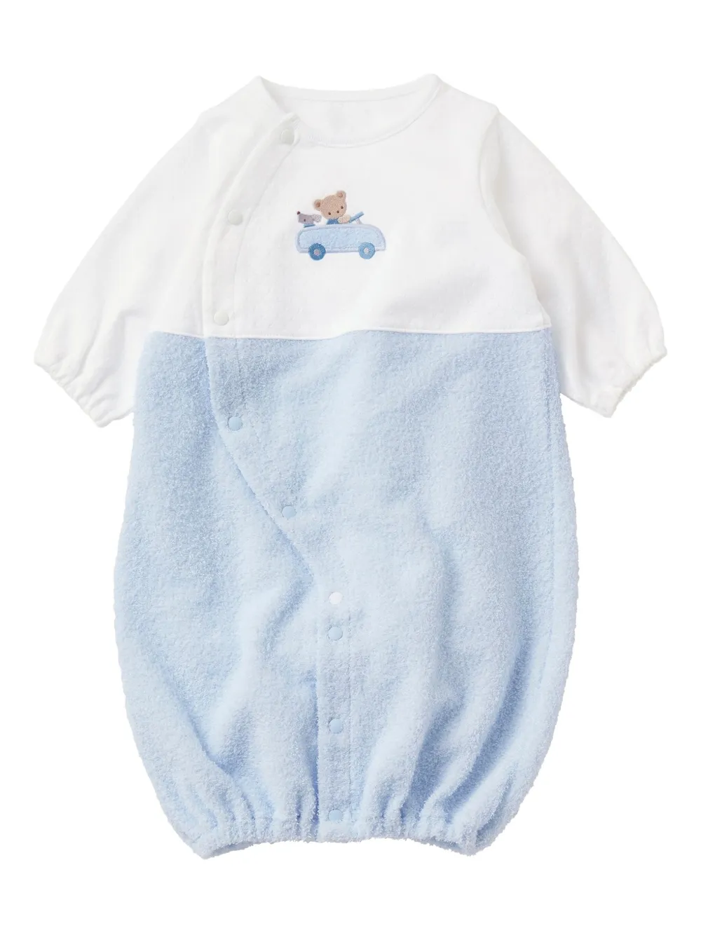 familiar teddy bear-embroidered cotton romper | Blue | Image 1