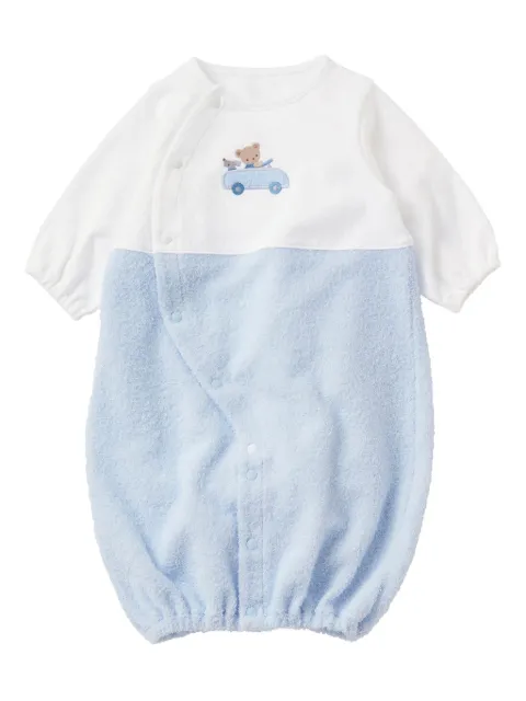 familiar teddy bear-embroidered cotton romper