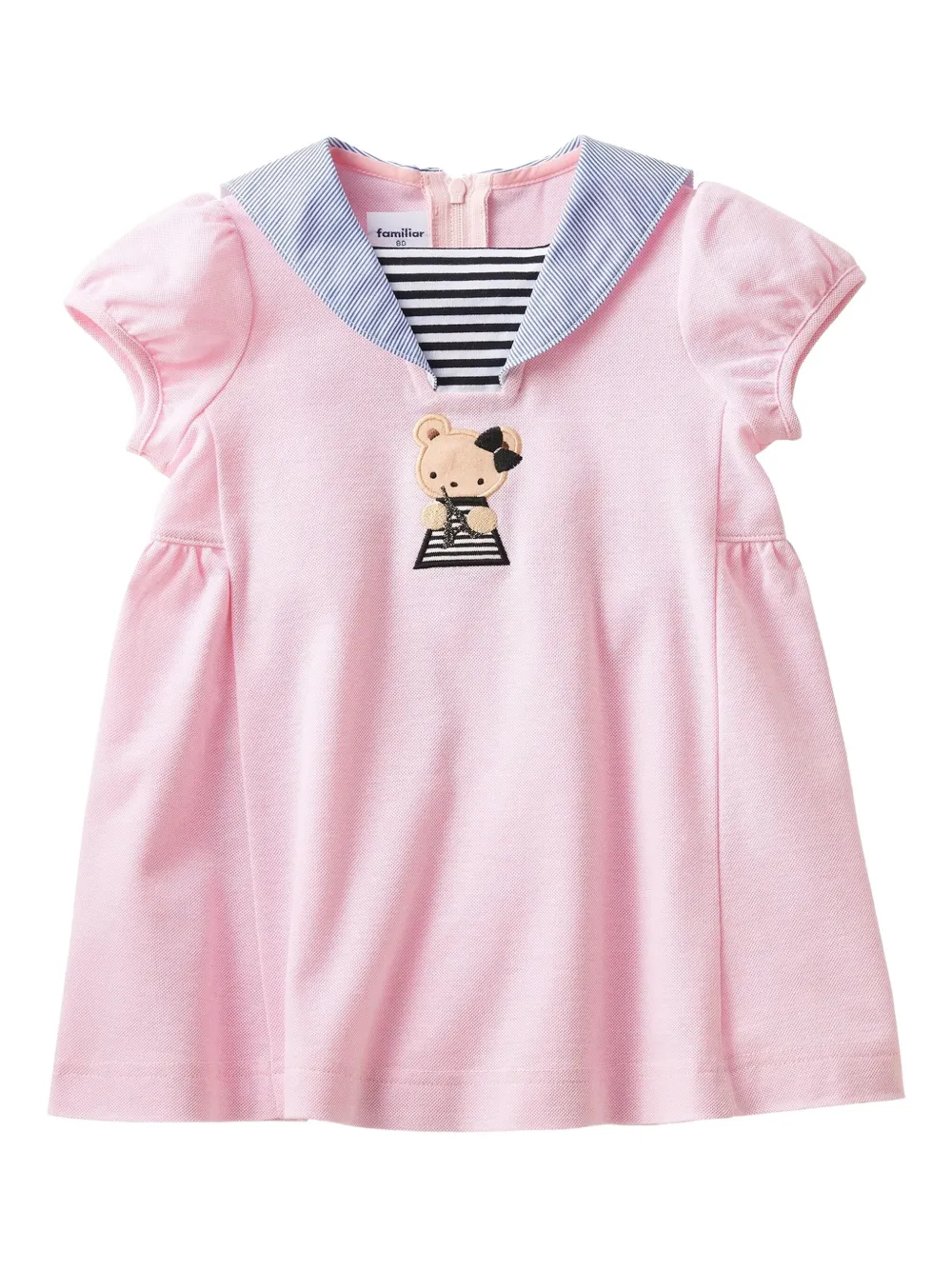 familiar sailor-collar embroidered dress | Pink | Image 1