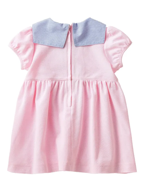 Familiar sailor-collar Embroidered Dress Pink FARFETCH IN