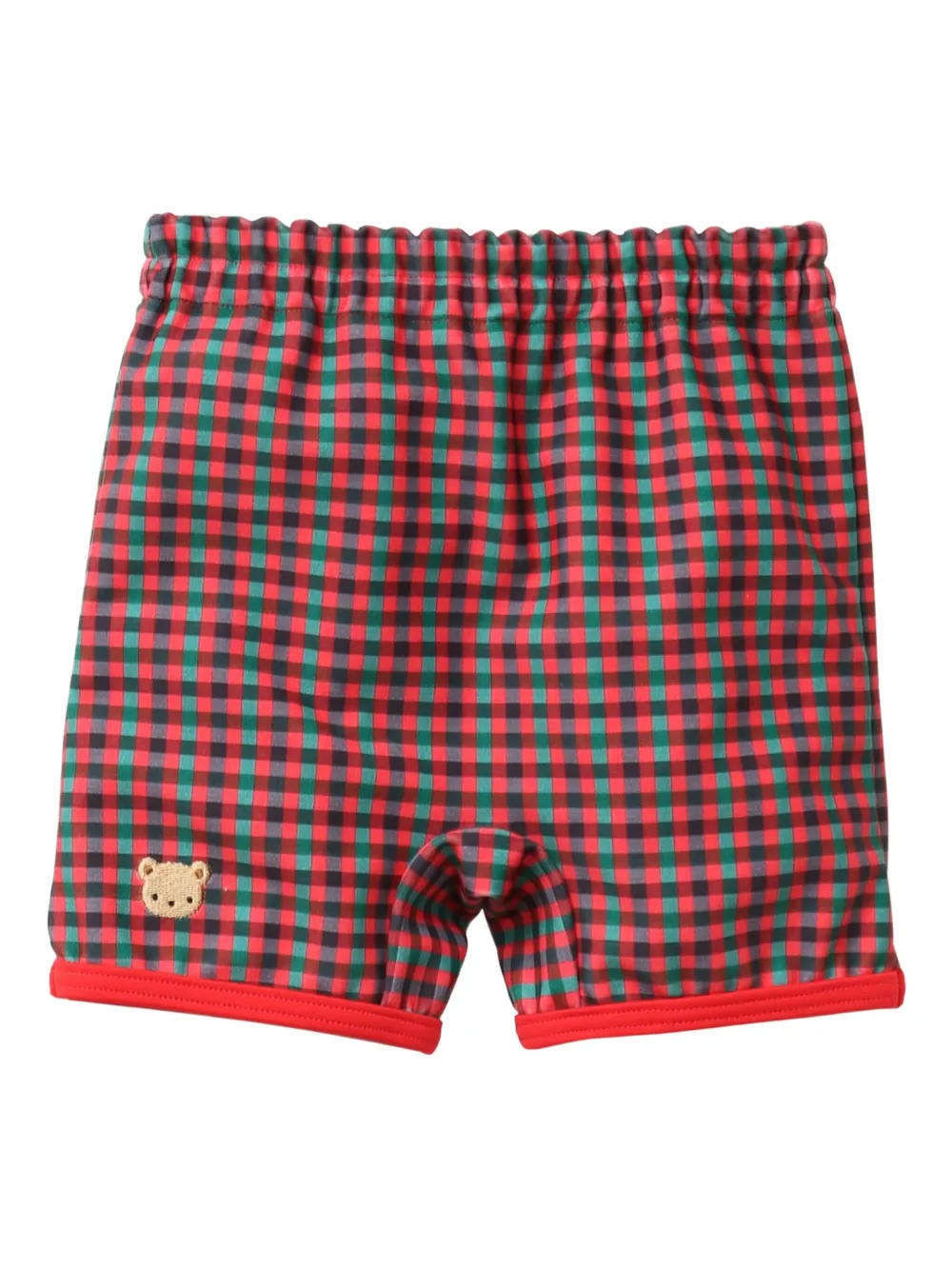 familiar check-pattern swim shorts | Red | Image 1
