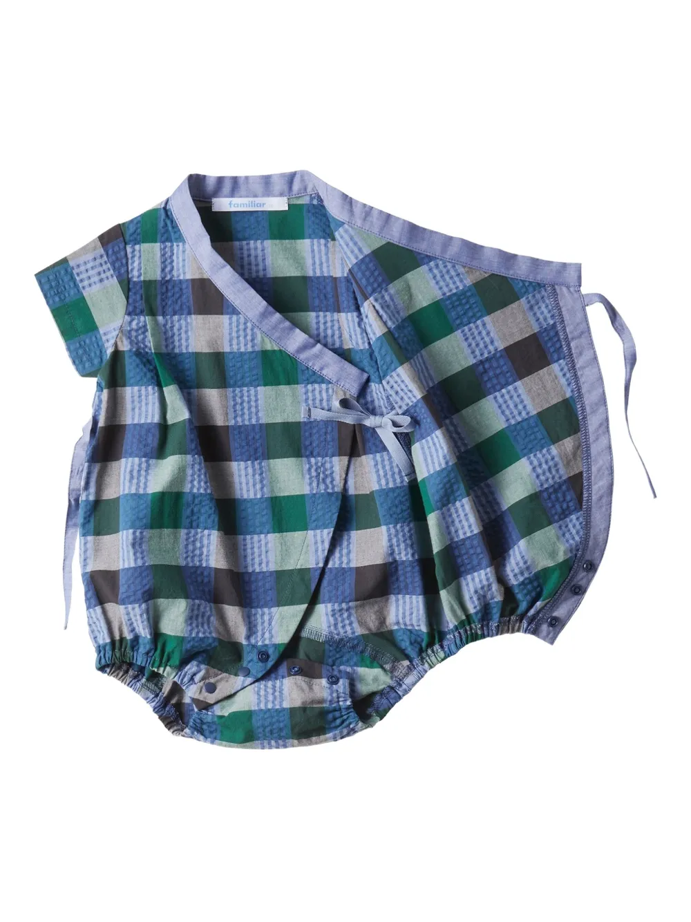 familiar Geruite romper met wikkelsluiting Blauw