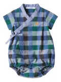 familiar checked wrap bodysuit - Blue