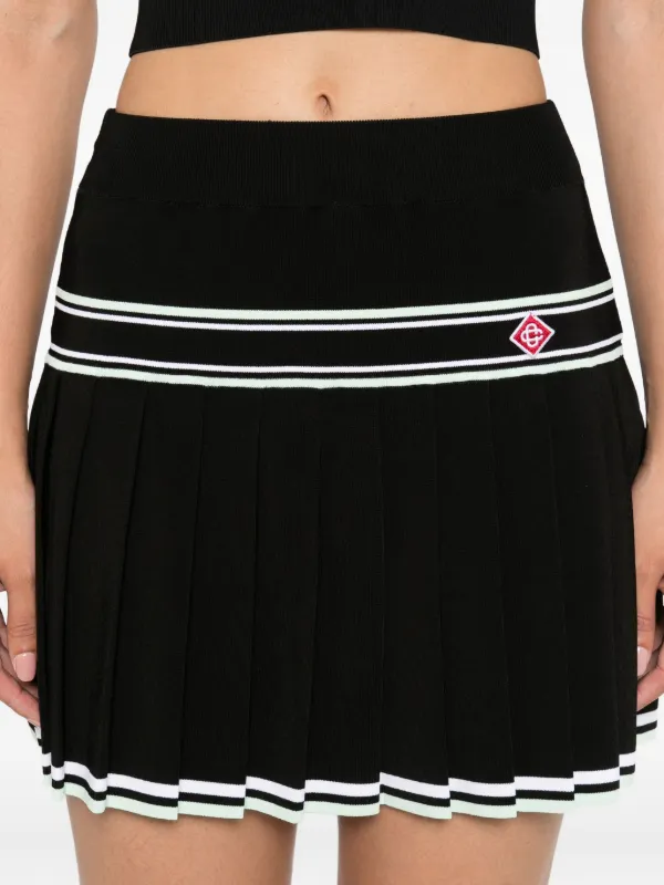 Casablanca Pleated Striped Skirt | Black | FARFETCH
