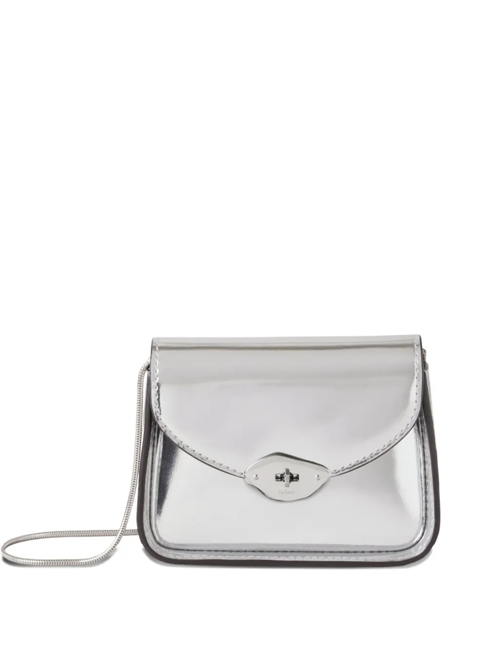 Mulberry Mini Lana Metallic Flap Cross Body Bag In Silver