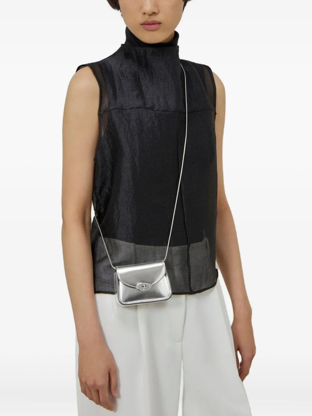 Mulberry mini Lana metallic flap cross body bag Zilver