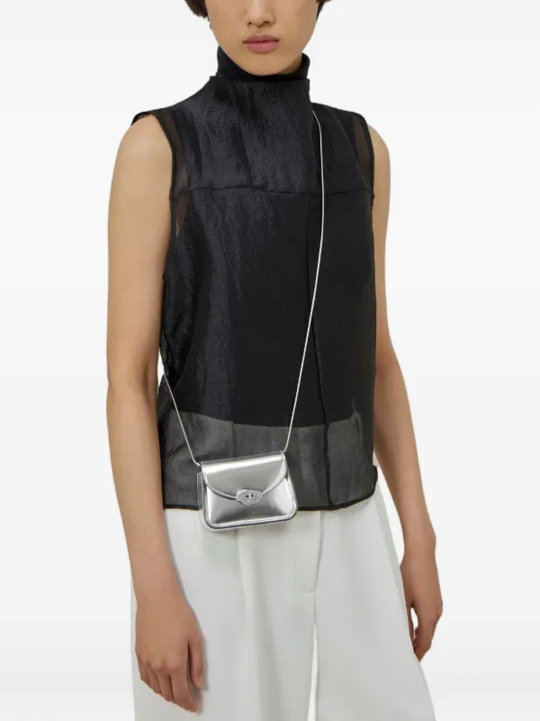 Mulberry Mini Lana Metallic Flap Cross Body Bag Silver FARFETCH AE