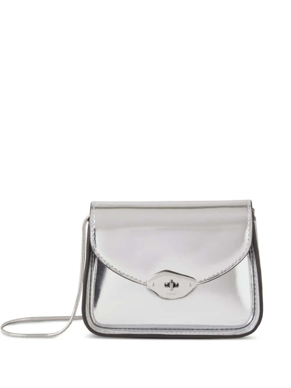 Mulberry mini Lana metallic flap cross body bag Zilver