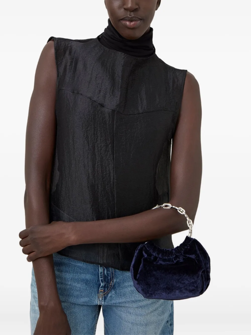 Mulberry Pimlico Chain-handle Velvet Clutch Bag In Blue