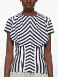 pushBUTTON striped corset top - White